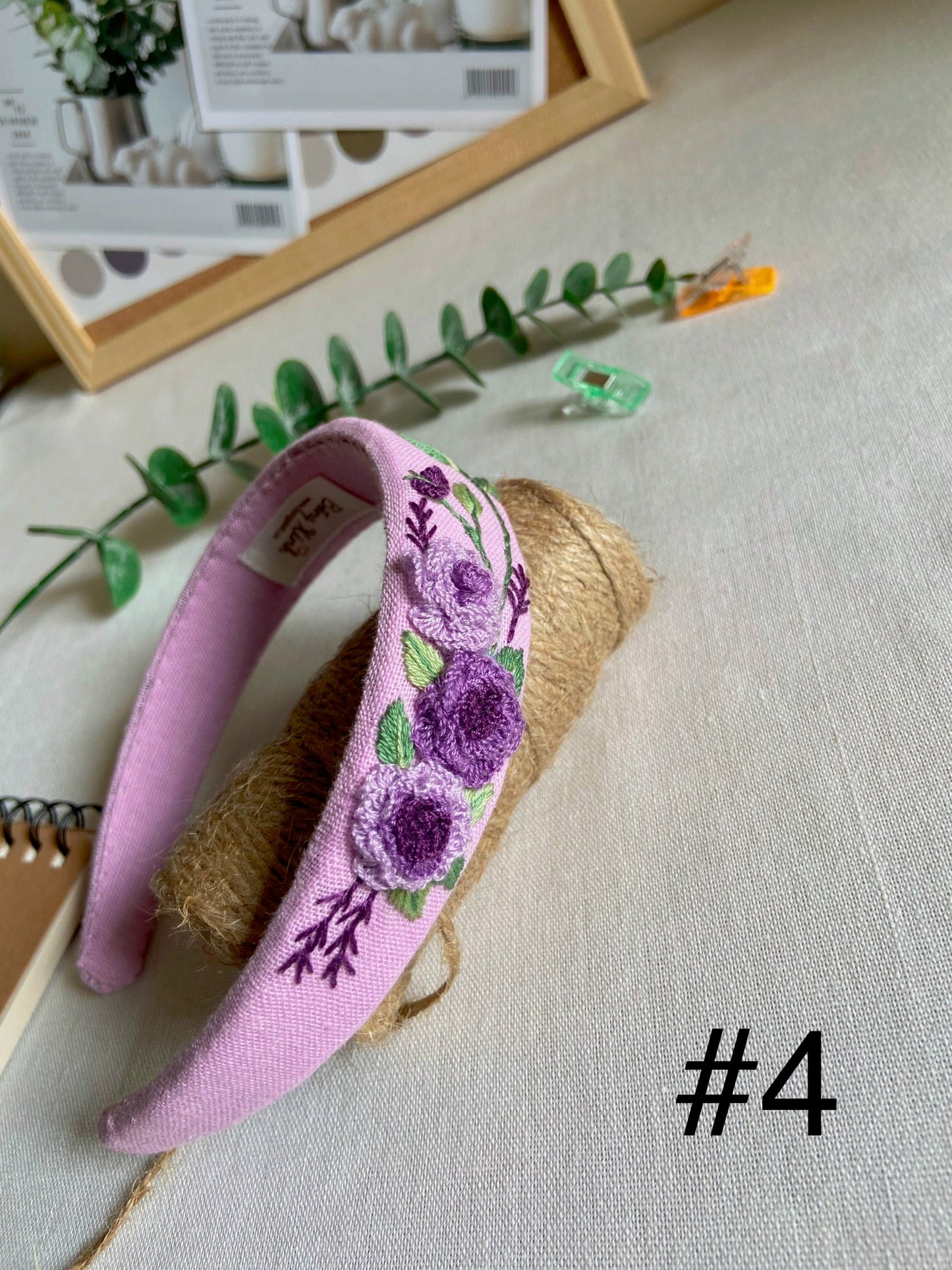 Unique Flower Embroidered Headband, Floral headband