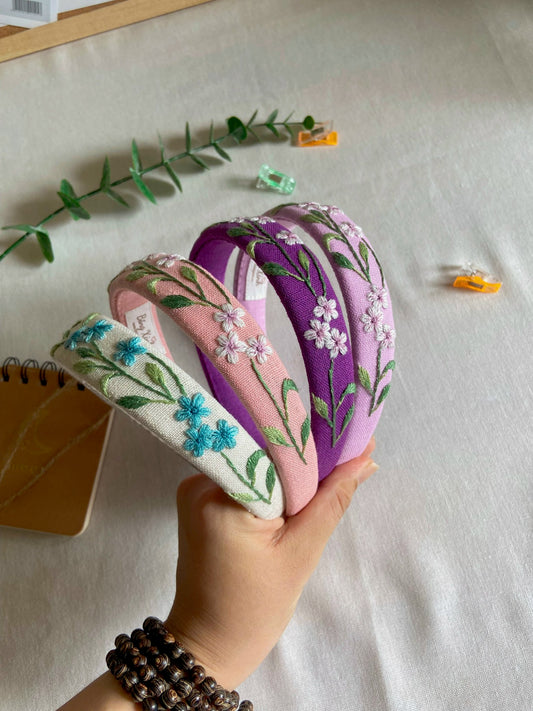 Unique Flower Embroidered Headband, Floral headband