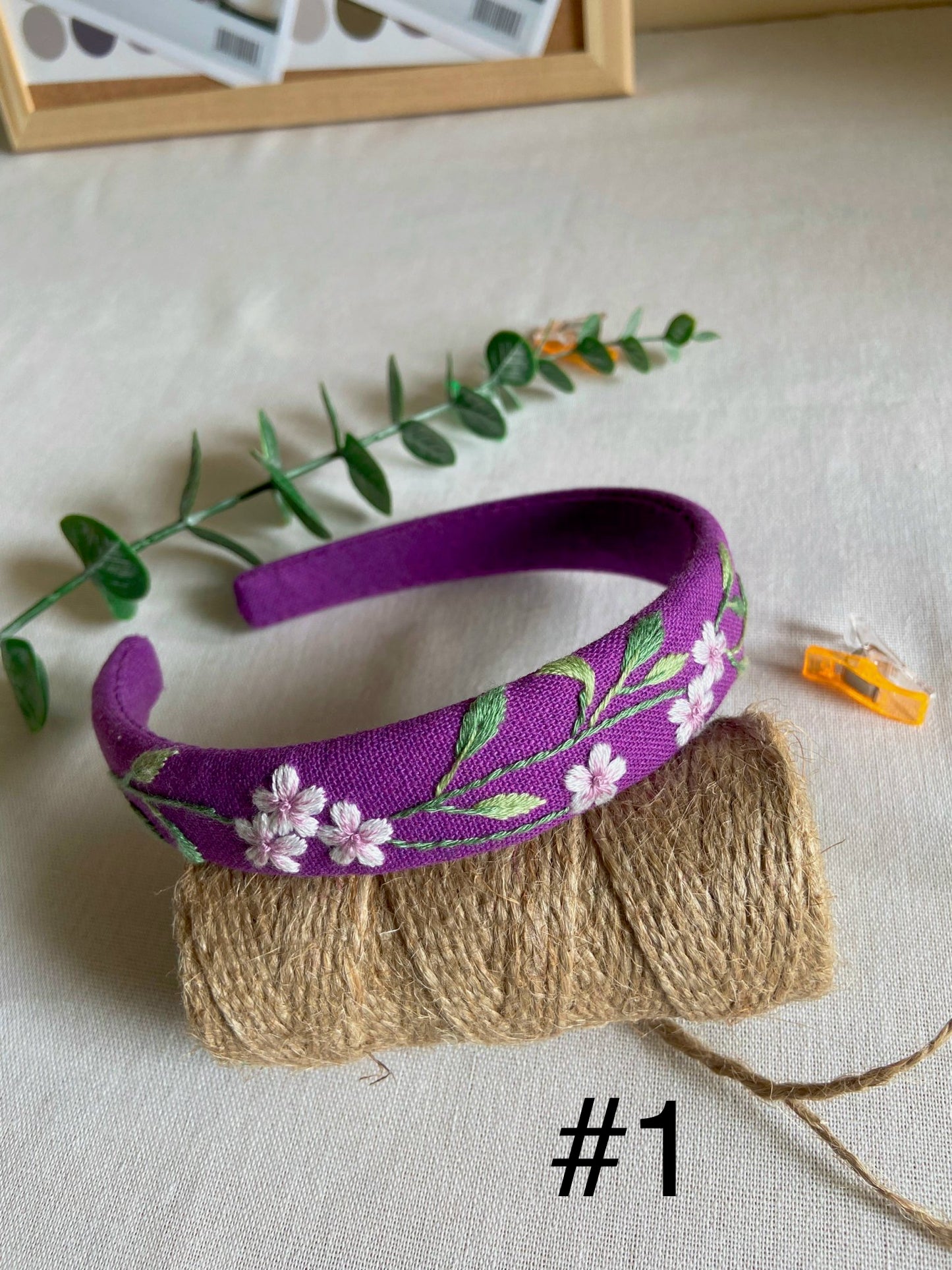 Unique Flower Embroidered Headband, Floral headband