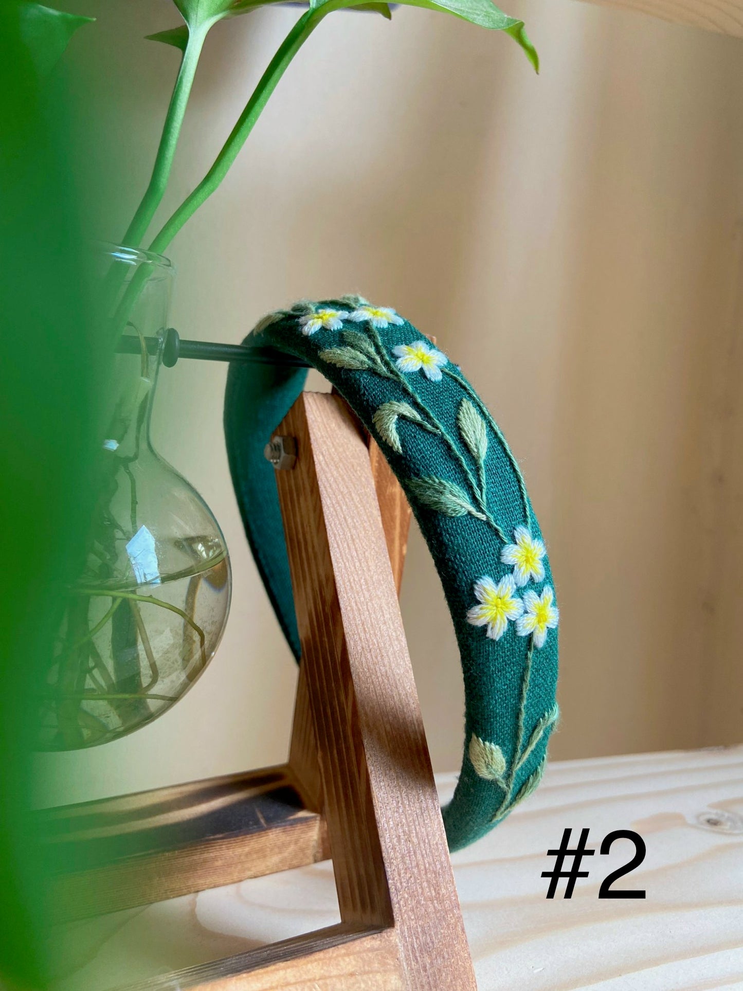 Unique Flower Embroidered Headband, Floral headband