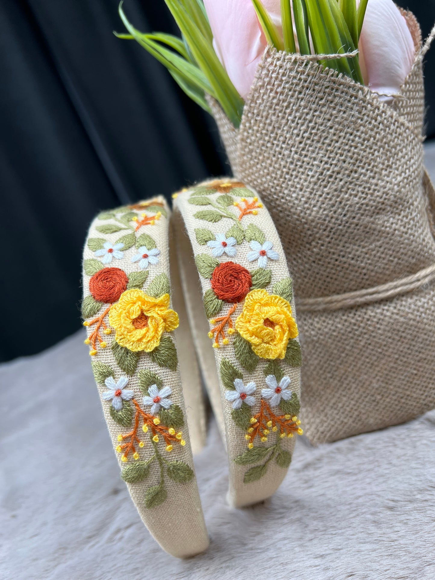 Unique Flower Embroidered Headband