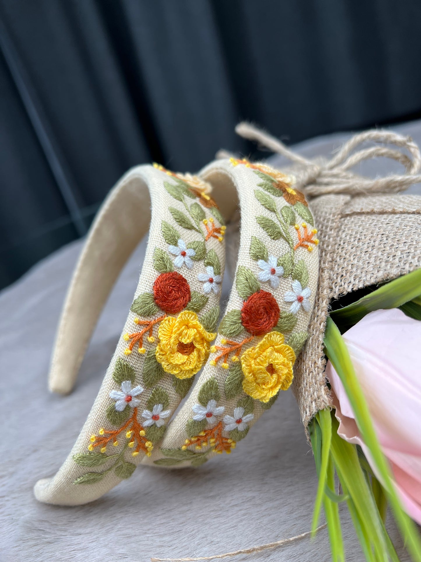 Unique Flower Embroidered Headband