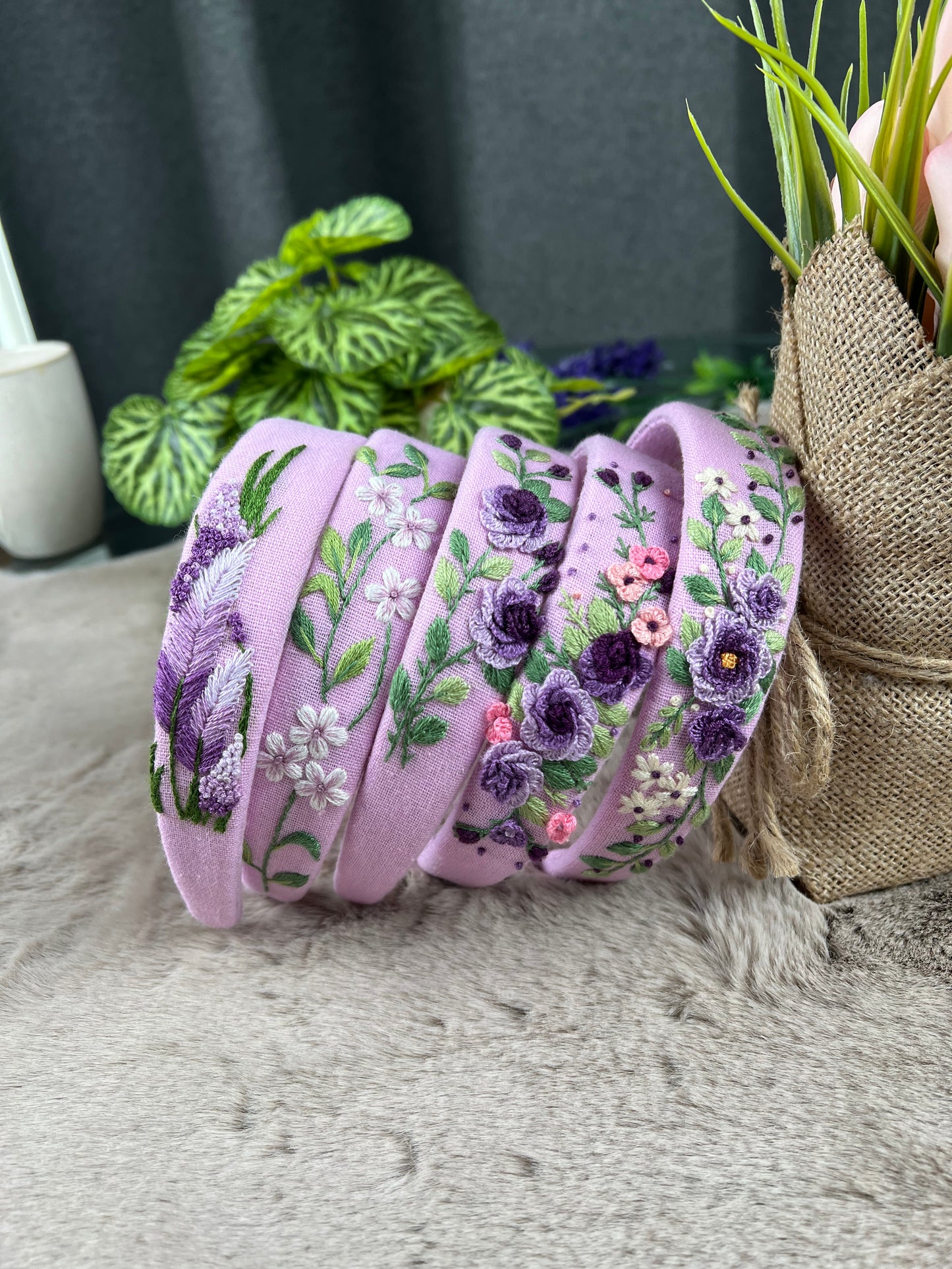 Unique Flower Embroidered Headband, Floral headband