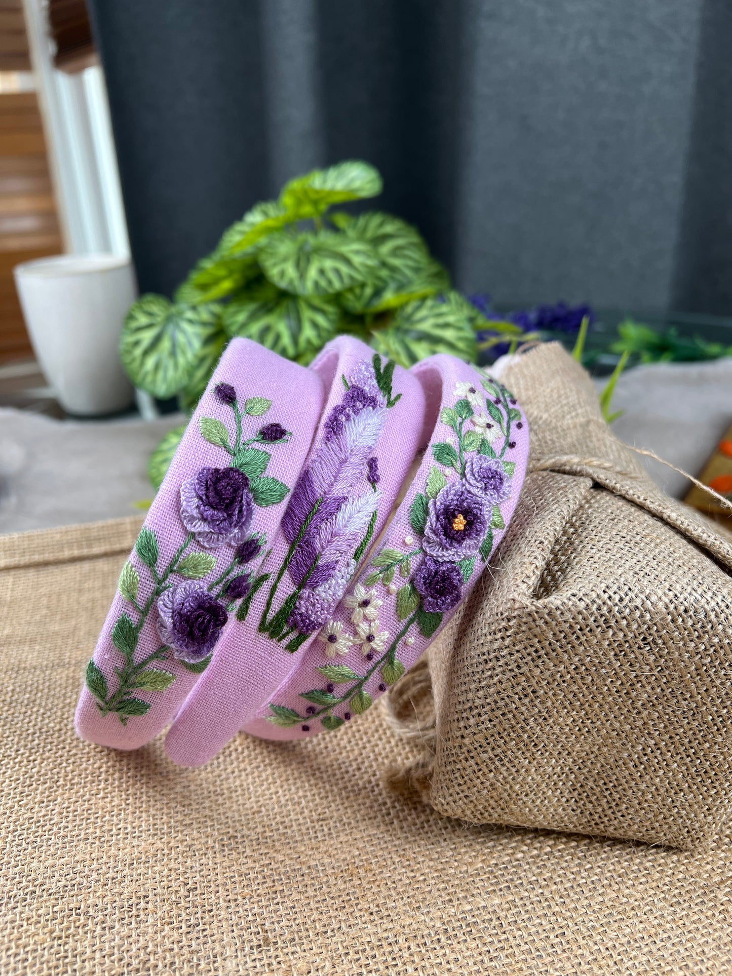 Unique Flower Embroidered Headband, Floral headband