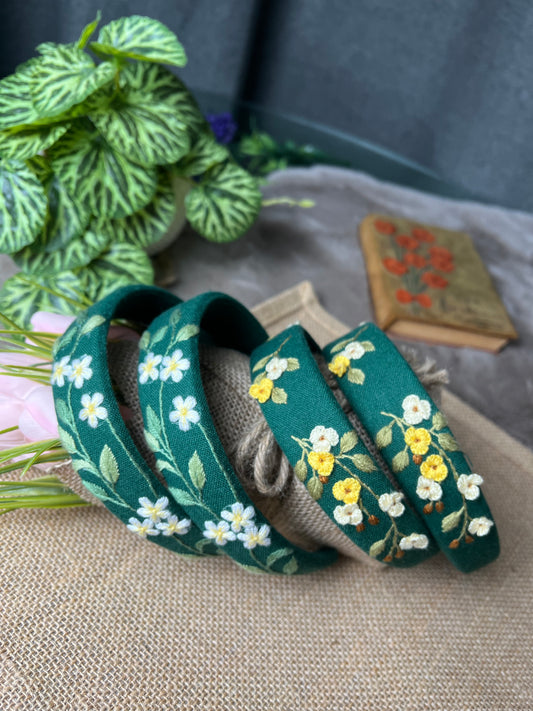 Unique Flower Embroidered Headband, Floral headband