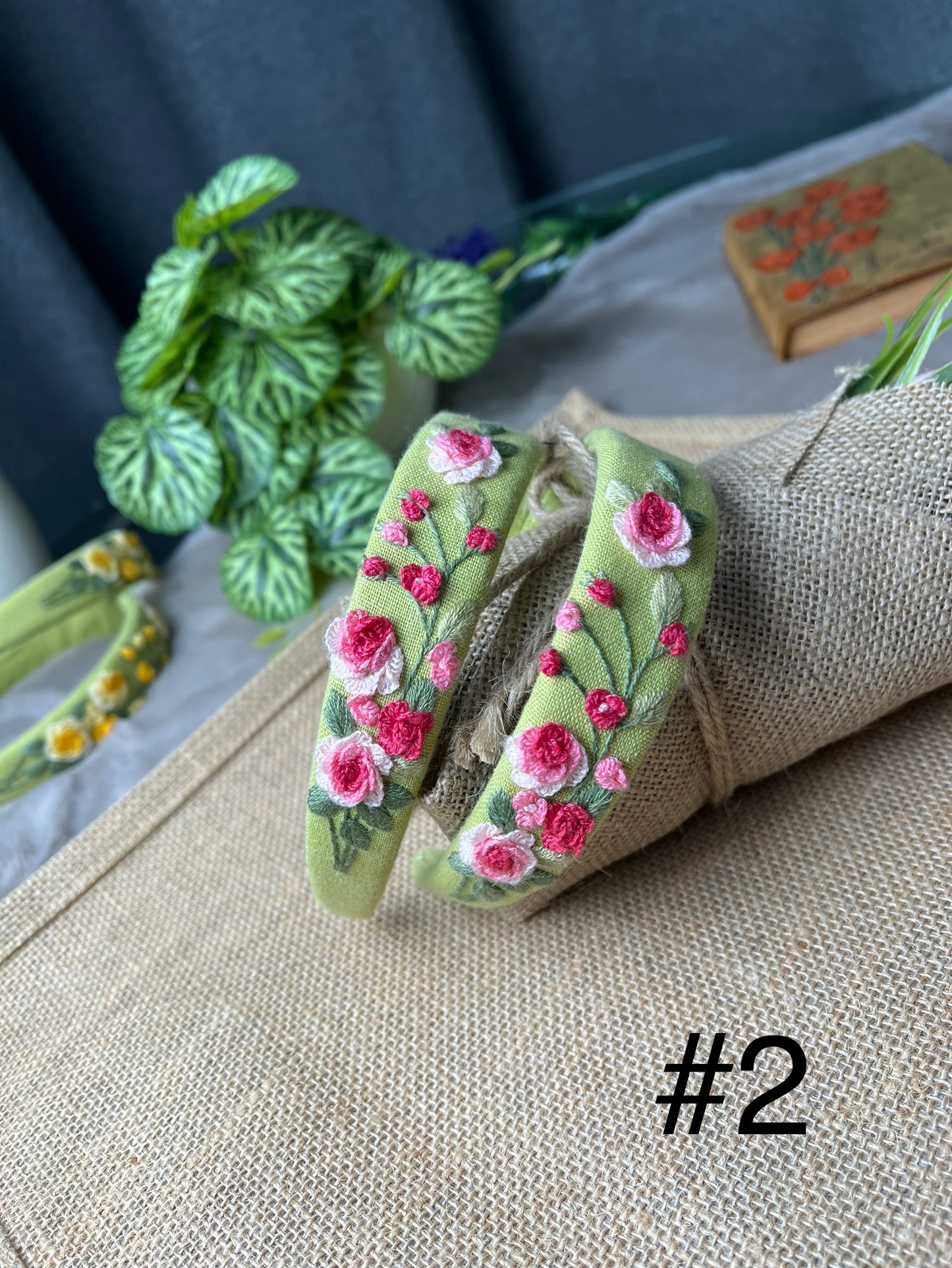 Unique Flower Embroidered Headband, Floral headband