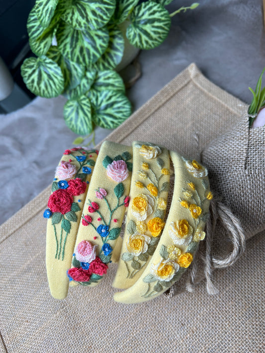 Unique Flower Embroidered Headband, Floral headband