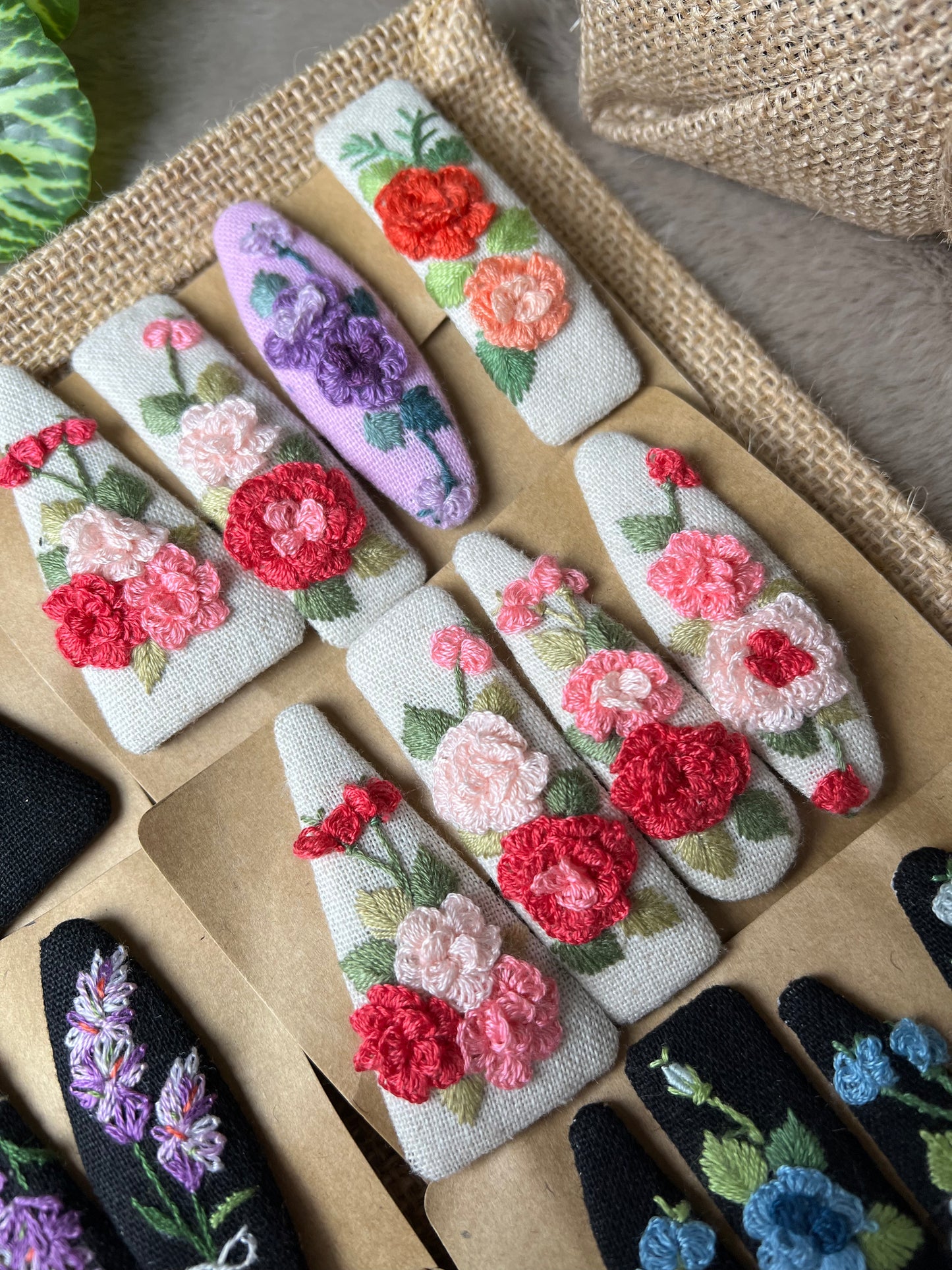 Unique Flower Embroidered Hair Clip,