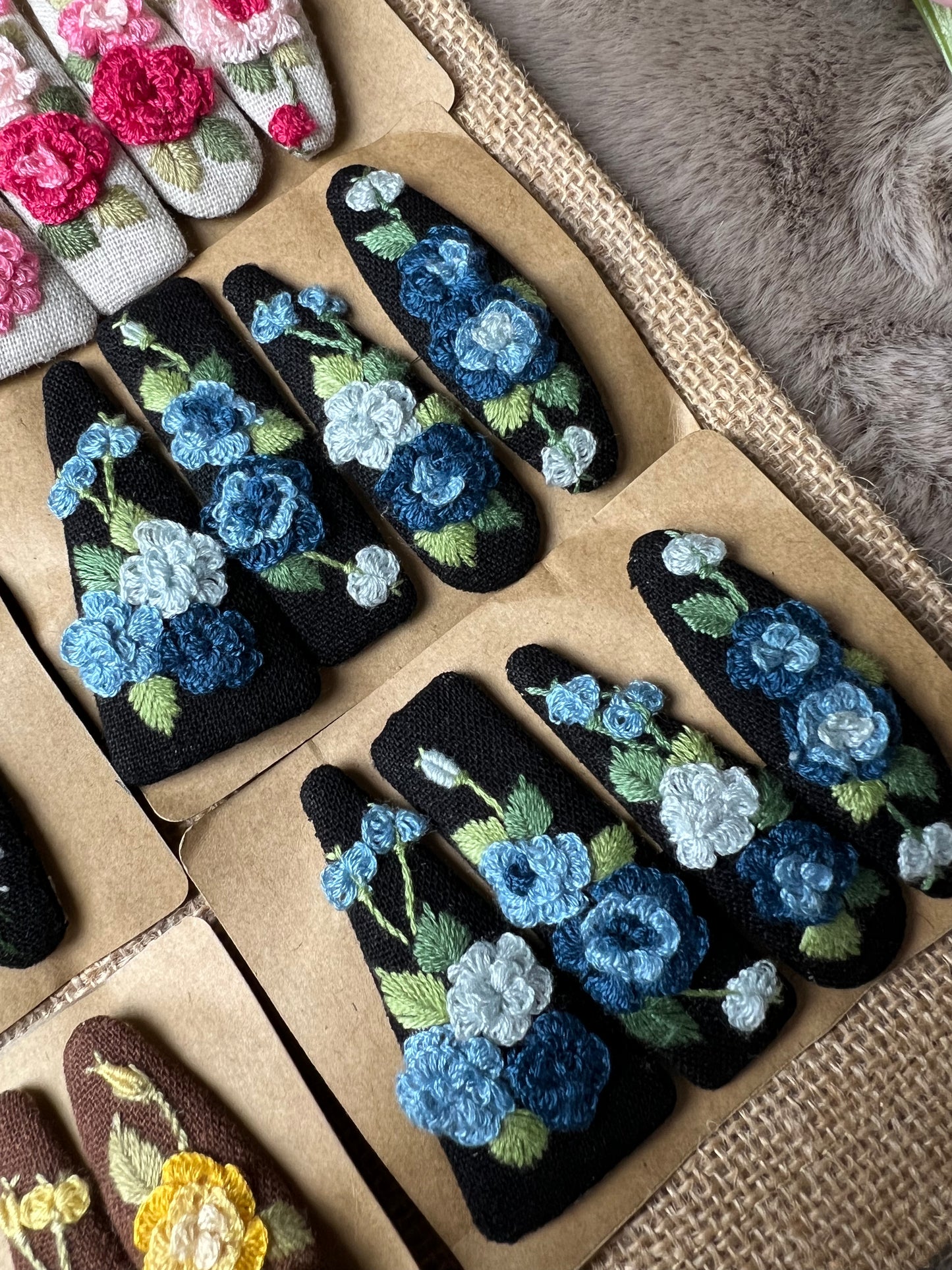 Unique Flower Embroidered Hair Clip,